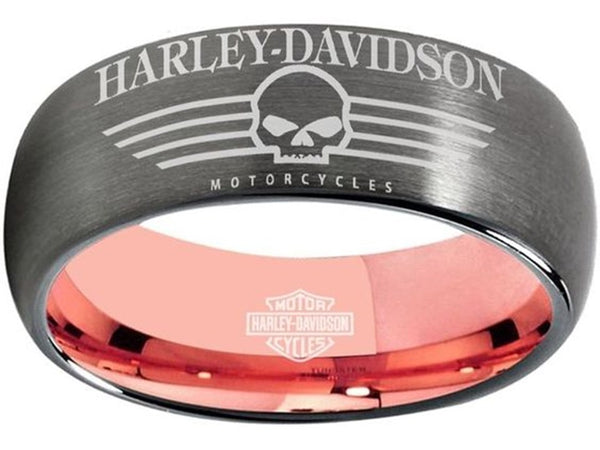 Harley Davidson Ring Grey & Rose Gold Wedding Ring | #HarleyDavidson #motorcycle