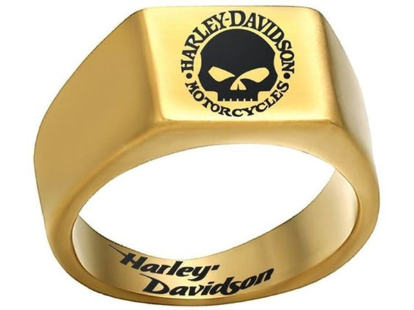 Harley Davidson Ring 10mm Gold Titanium Skull Ring | #HarleyDavidson #motorcycle