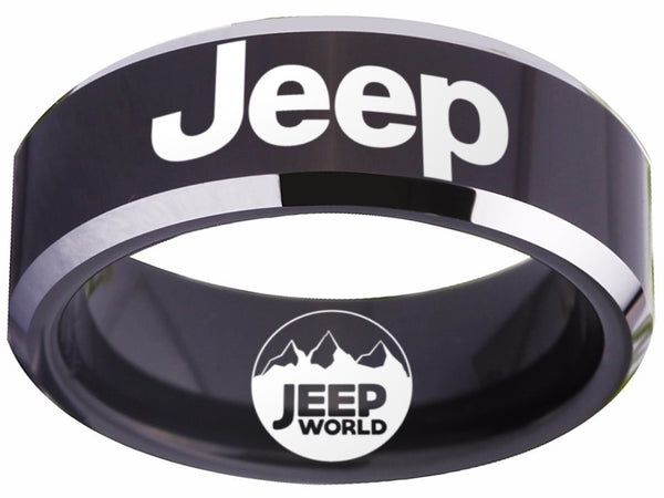 JEEP Logo Ring Wrangler Rubicon Logo Ring Black and Silver #jeep