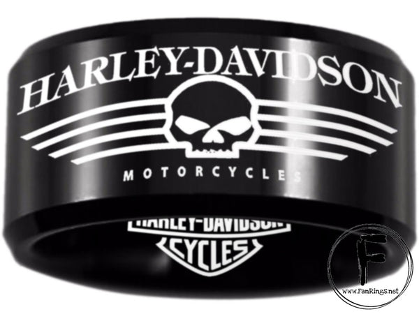 Harley Davidson Ring Men's Ring 12mm Black Wedding Ring #harleydavidson