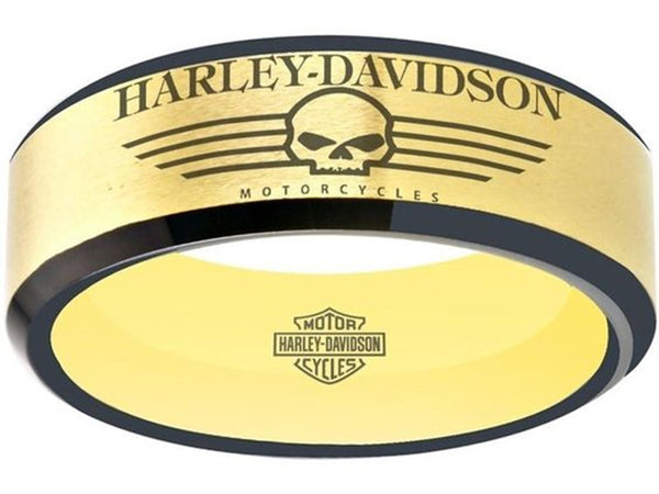Harley Davidson Ring matte Gold & Black Wedding Ring | #HarleyDavidson #motorcycle