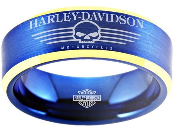Harley Davidson Ring Blue & Gold Wedding Ring | #HarleyDavidson #motorcycle