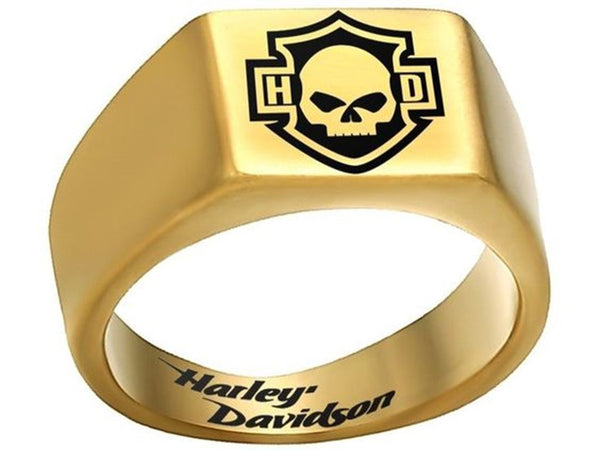 Harley Davidson Ring 10mm Gold Titanium Skull HD Ring | #HarleyDavidson #motorcycle