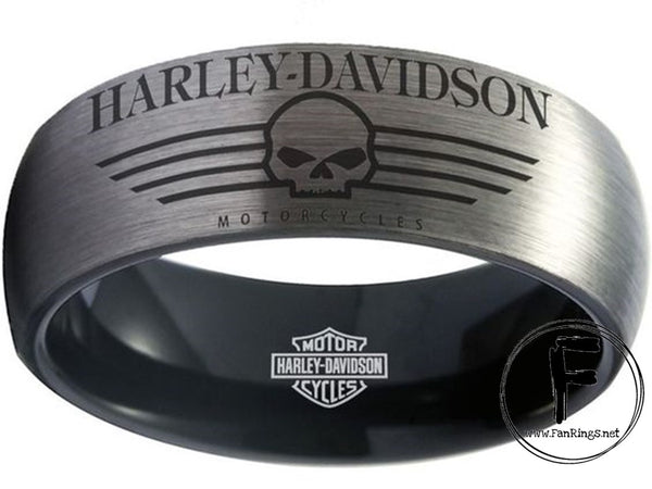 Harley Davidson Ring Silver & Black Wedding Ring | #HarleyDavidson #motorcycle