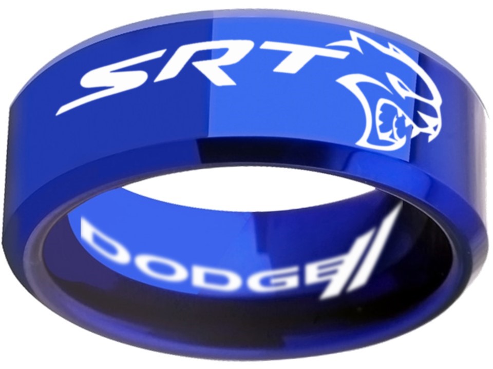 Hellcat Ring Dodge Challenger Charge Hellcat Ring Blue and Silver Size