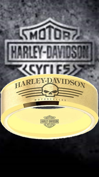 Harley Davidson Ring matte Gold Wedding Ring | #HarleyDavidson #motorcycle