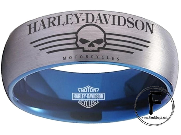 Harley Davidson Ring Silver & Blue Wedding Ring | #HarleyDavidson #motorcycle