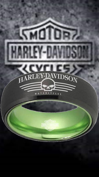 Harley Davidson Ring Black & Green Wedding Ring | #HarleyDavidson #motorcycle