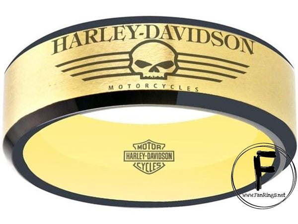 Harley Davidson Ring matte Gold & Black Wedding Ring | #HarleyDavidson #motorcycle