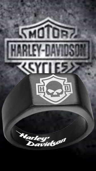 Harley Davidson Ring 10mm Black Titanium Skull HD Ring | #HarleyDavidson #motorcycle