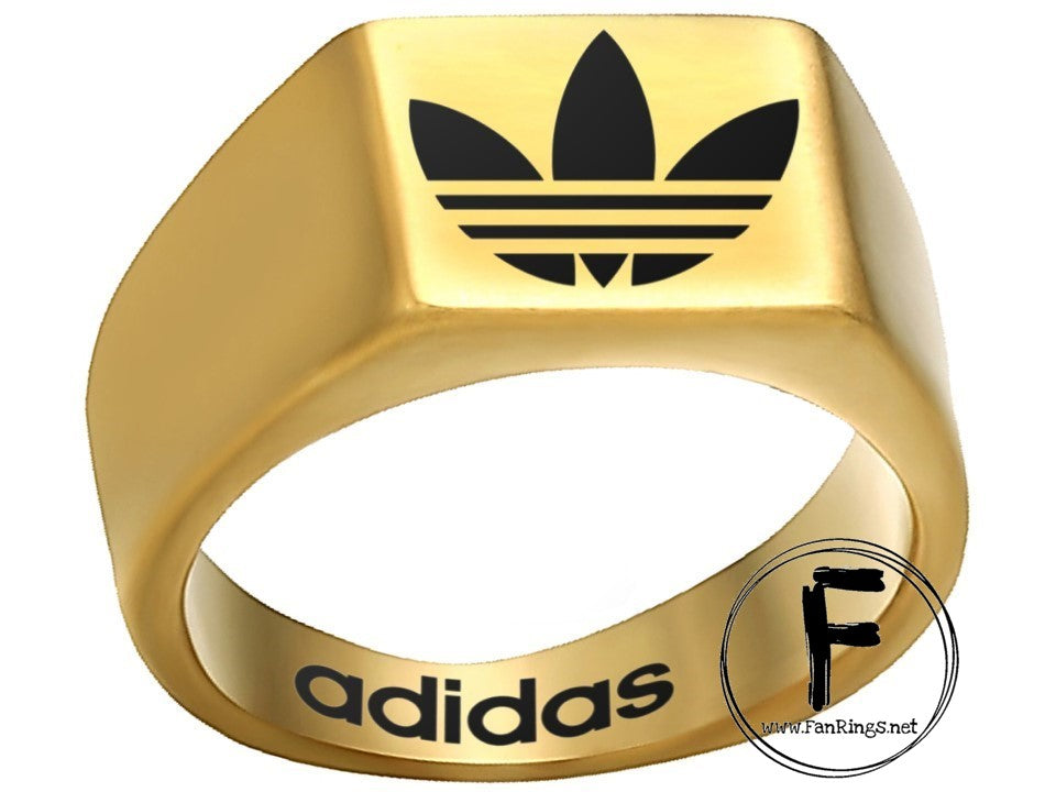 práctica Previamente maquinilla de afeitar Adidas Logo Ring Adidas Gold Titanium Steel Band #adidas #shoes #brand –  Custom Fan Rings