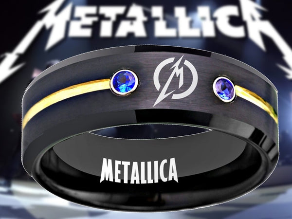 Metallica Ring Black & Blue CZ Wedding Ring  #metallica