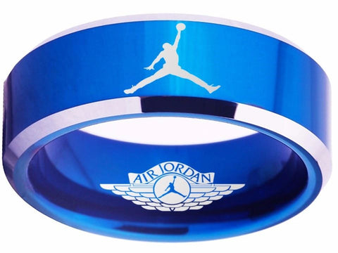 Air Jordan Ring Blue Ring Tungsten Wedding Band #jordan