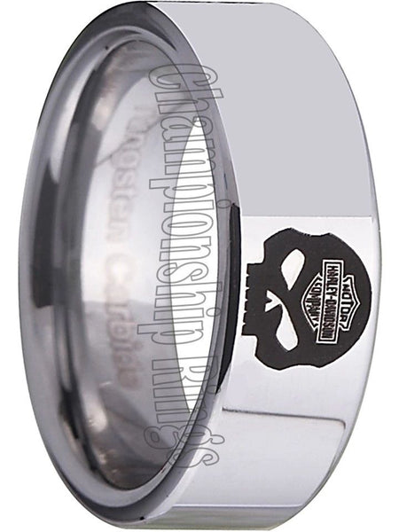 Harley Davidson Ring Men's Ring 8mm Silver Tungsten Wedding Ring #harleydavidson