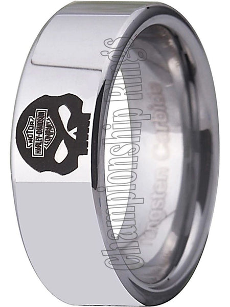 Harley Davidson Ring Men's Ring 8mm Silver Tungsten Wedding Ring #harleydavidson