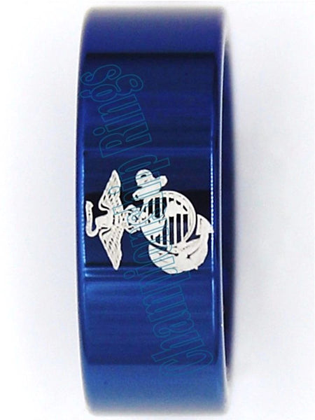 USMC US Marines Ring Semper Fidelis Military Tungsten 8mm BLUE Ring Wedding NEW