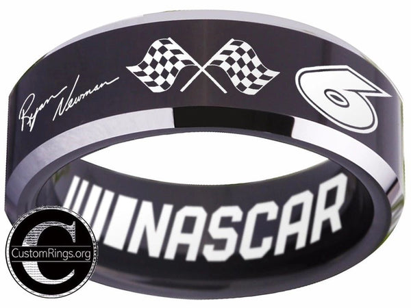 Ryan Newman Ring Wedding Ring 8mm Black Tungsten Wedding Band Sizes 4 - 17