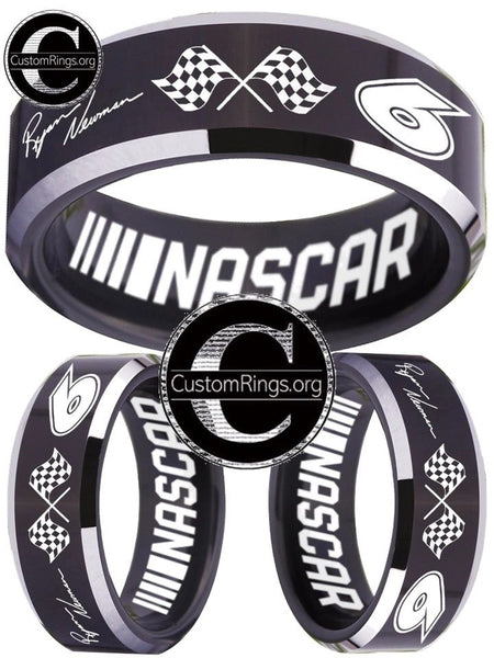 Ryan Newman Ring Wedding Ring 8mm Black Tungsten Wedding Band Sizes 4 - 17