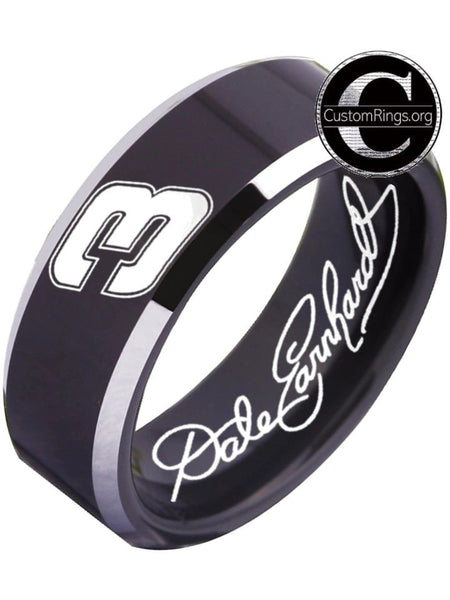 Dale Earnhardt Sr. Logo Ring Chevy Intimidator Black Silver Autograph Ring #earnhardtsr #3