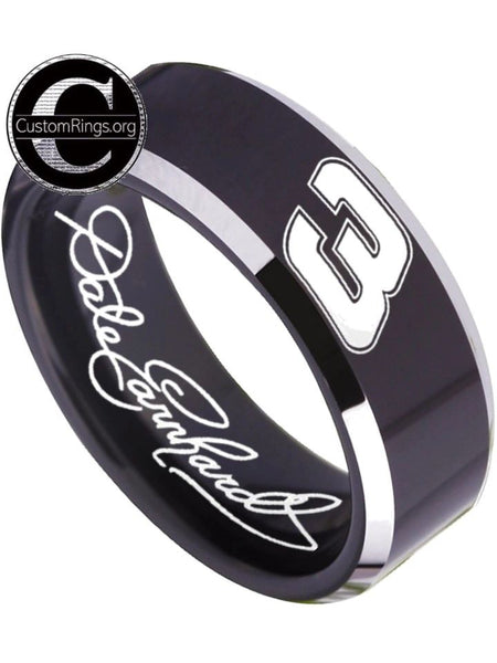 Dale Earnhardt Sr. Logo Ring Chevy Intimidator Black Silver Autograph Ring #earnhardtsr #3