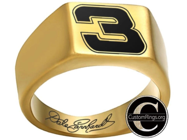 Dale Earnhardt Logo Ring Chevy Intimidator Gold Titnium Steel Ring #intimidator #nascar