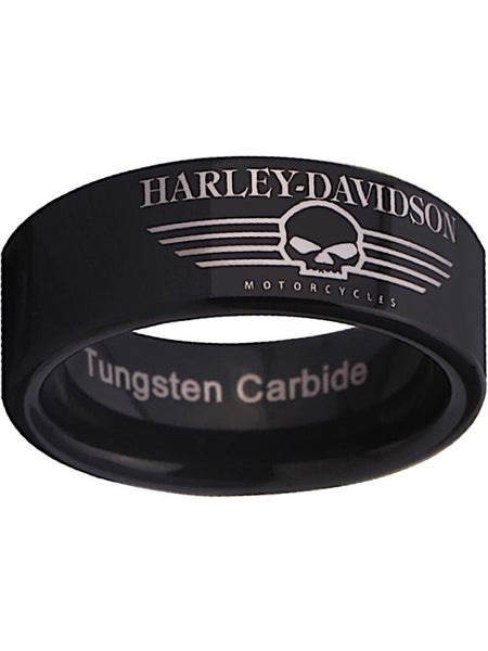 Harley Davidson Ring Men's Ring Black Ring 8mm Tungsten Wedding Ring #harleydavidson