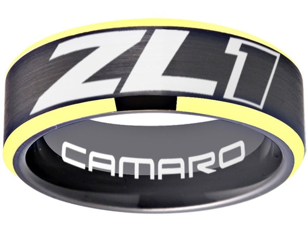 Camaro ZL1 Ring Black & Gold Wedding Band | Sizes 6-13 | #chevy #chevrolet #ZL1