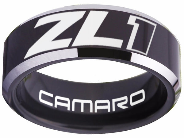 Camaro ZL1 Ring Black & Silver Wedding Band | Sizes 4-17 | #chevy #chevrolet #ZL1