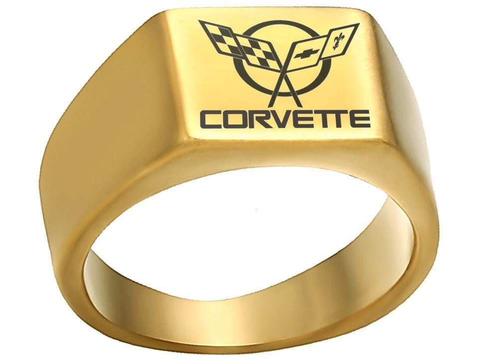 C5 Corvette Ring - Premium Titanium Gold Finish | Sizes 8-12 Available #corvette