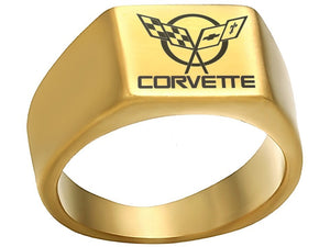 C5 Corvette Ring - Premium Titanium Gold Finish | Sizes 8-12 Available #corvette