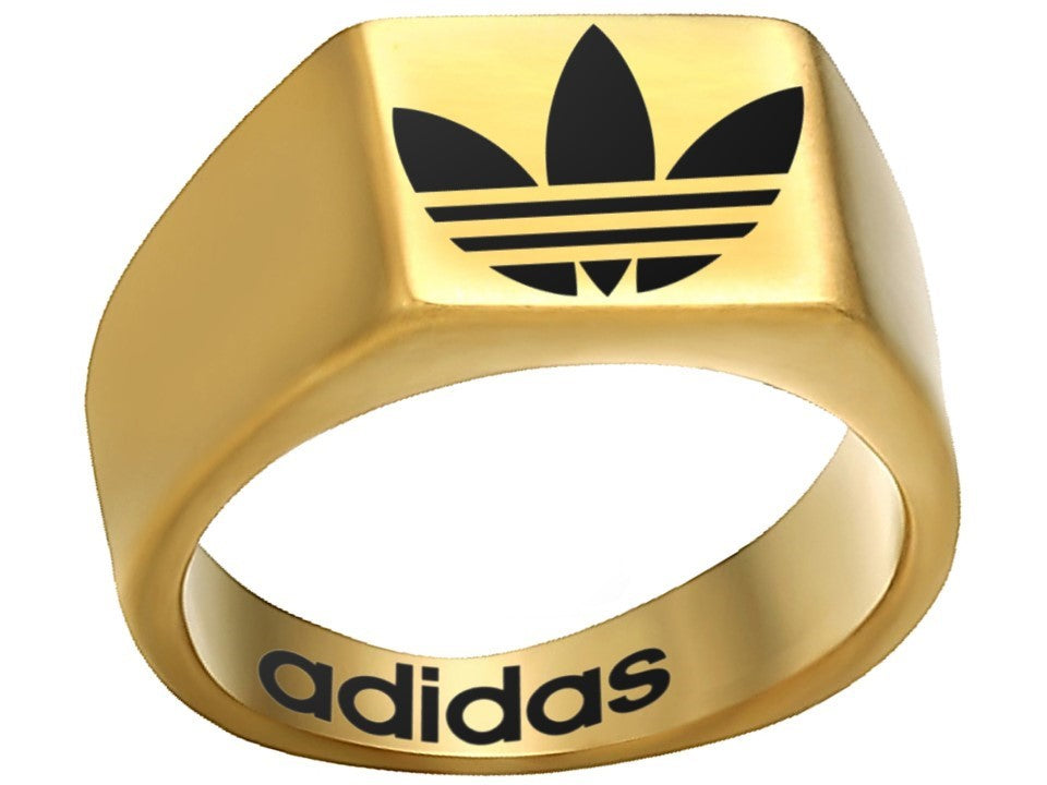 kEN&. 　adidas ロゴリング 金属製 Adidas Logo Ring Adidas Silver Titanium Steel Band #adidas