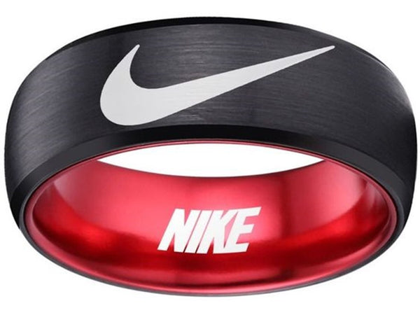 Nike Ring Matte Blue and Black Band Wedding Ring #nike #nikeair #justdoit