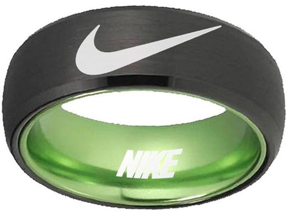 Nike Ring Black & Green Band Wedding Ring #nike #nikeair #justdoit