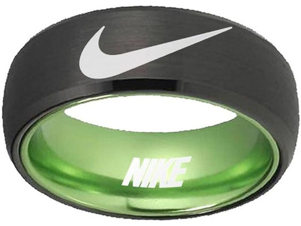 Nike Ring Matte Blue and Black Band Wedding Ring #nike #nikeair #justdoit