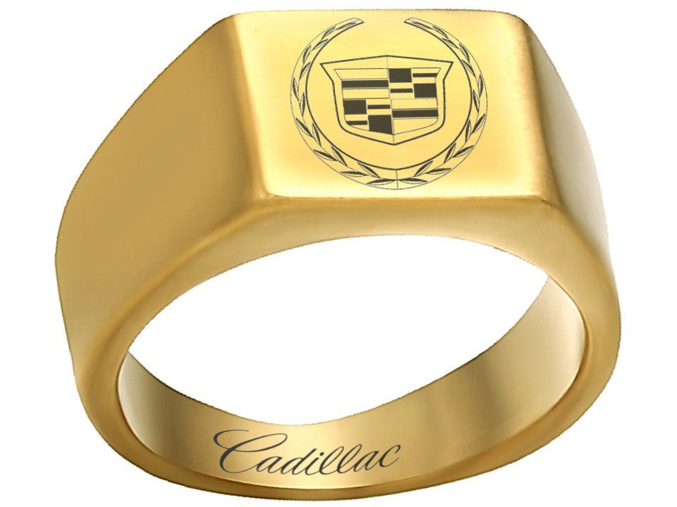 Cadillac Ring Cadillac Logo Ring Gold Titanium Ring sizes 8-12 #cadillac