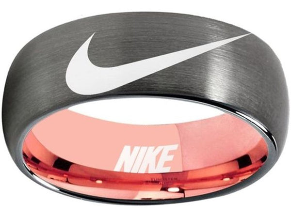 Nike Ring Matte matte Gold and Black Band Wedding Band #nike #nikeair #justdoit