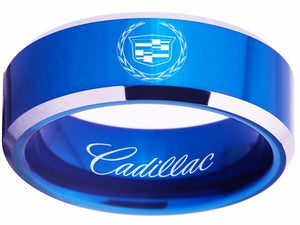 Cadillac Ring Cadillac Wedding Band Blue & Silver Ring sizes 4 - 17 #cadillac