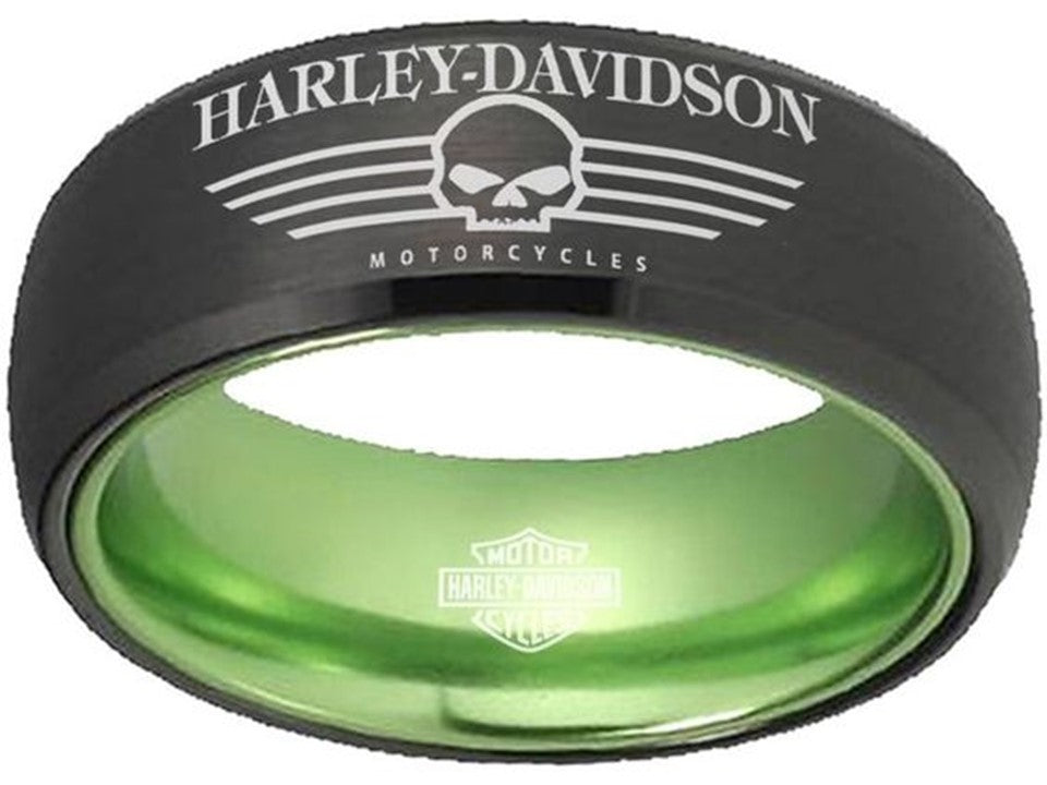 Harley Davidson Ring Black & Green Wedding Ring | #HarleyDavidson #motorcycle