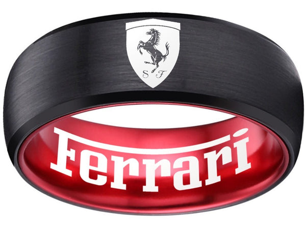 Ferrari Ring Ferrari Logo Ring Black and Red Wedding Band #ferrari #spider