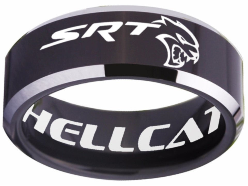 Dodge Hellcat Logo Ring Dodge SRT Hellcat Ring Black Silver Band #dodge #srt #hellcat