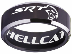 Dodge Hellcat Logo Ring Dodge SRT Hellcat Ring Black Silver Band #dodge #srt #hellcat