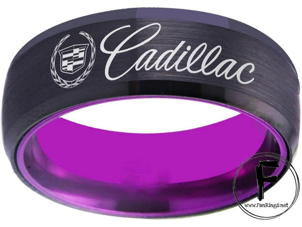 Cadillac Ring Cadillac Logo Ring Black & Purple Wedding Band sizes 6-13 #cadillac