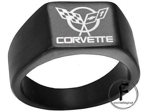 Premium Titanium C5 Corvette Ring - Black Finish | Sizes 8-12 Available #corvette