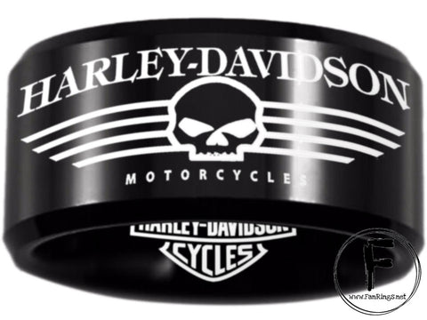 Harley Davidson Ring Men's Ring 12mm Black Wedding Ring #harleydavidson