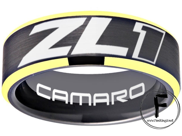 Camaro ZL1 Ring Black & Gold Wedding Band | Sizes 6-13 | #chevy #chevrolet #ZL1