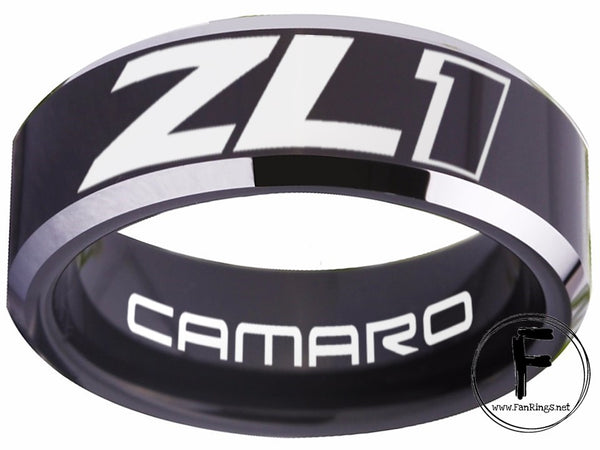 Camaro ZL1 Ring Black & Silver Wedding Band | Sizes 4-17 | #chevy #chevrolet #ZL1