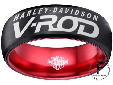 Harley Davidson Ring Men's Ring 8mm Black and Red V-Rod Ring #harleydavidson