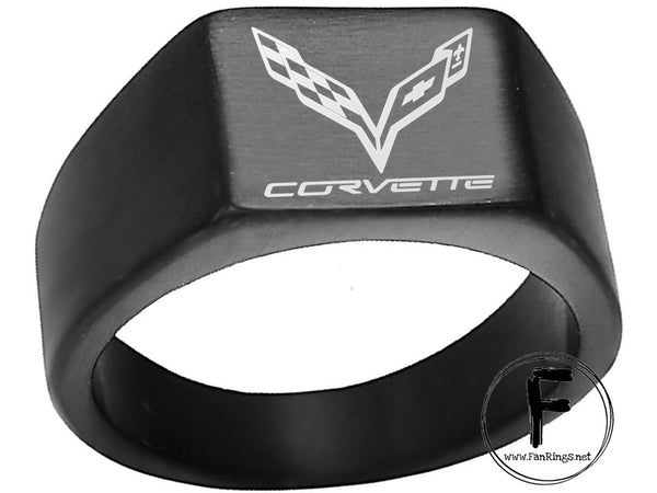 Premium Titanium C7 Corvette Ring - Black Finish | Sizes 8-12 Available #corvette