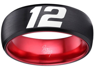 Ryan Blaney Ring #12 NASCAR Black Red Autograph Ring #ryanblaney #12