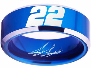 Joey Logano Ring #22 NASCAR Blue & Silver Autograph Ring #joeylogano #22